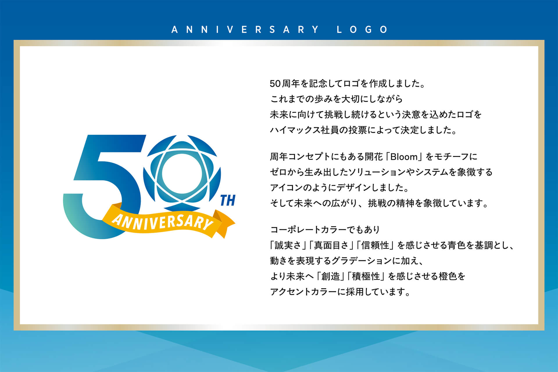 作成した株式会社ハイマックス50周年の周年ロゴ